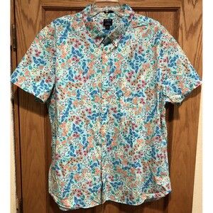 NWT J Crew Flex Washed Colorful Floral Button Down Shirt Slim Stretch XXL